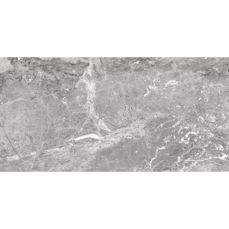 Anka biga grey glossy porcelain floor tile rectified size 24"x48" SKU-165304