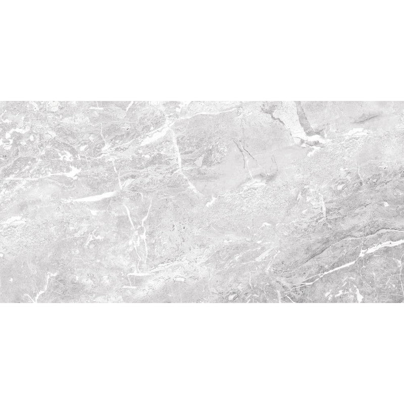 Anka biga light grey glossy porcelain floor tile rectified size 24"x48" SKU-165303