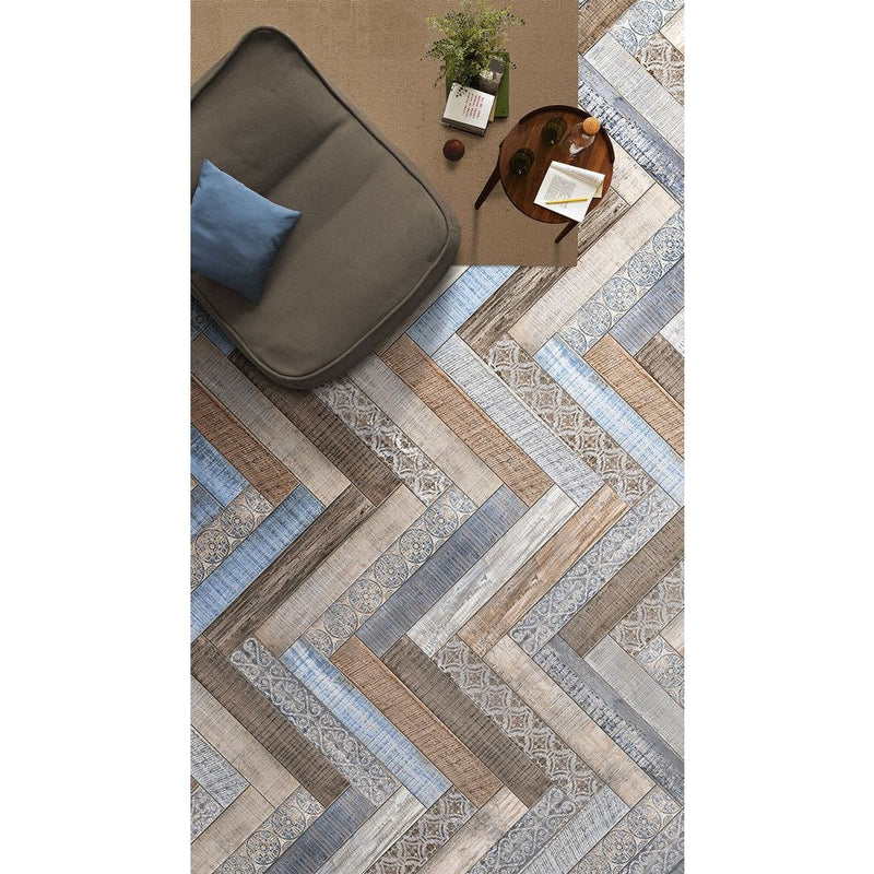 Anka botanic multi matte rectified porcelain wall and floor tile size 6"x36"  SKU-165347  Installed view of tiles