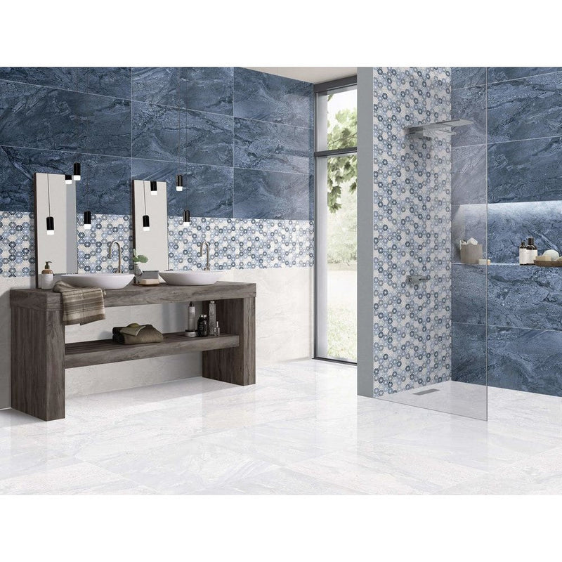 Diva Blue Glossy Rectified Porcelain Wall and Floor Tile