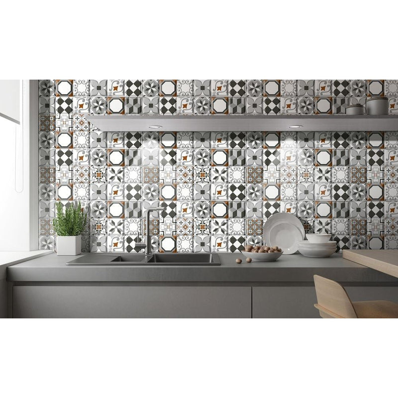 Anka dora glossy porcelain wall tile 12"x24" SKU-170028  Installed view of Dora tiles