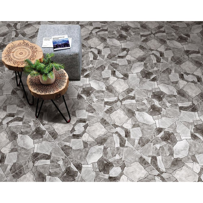 Anka kilyos antracit unrectified floor tile size 18"x18" SKU-170066 Installed view