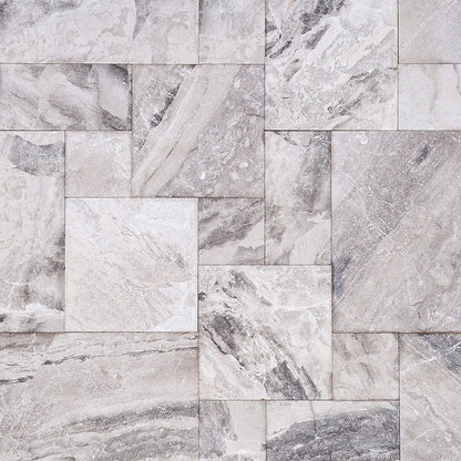 Atlantic Grey Marble Tiles Antique Pattern Sand-Blasted Brushed SKU-KRTAGMAPSBB top view