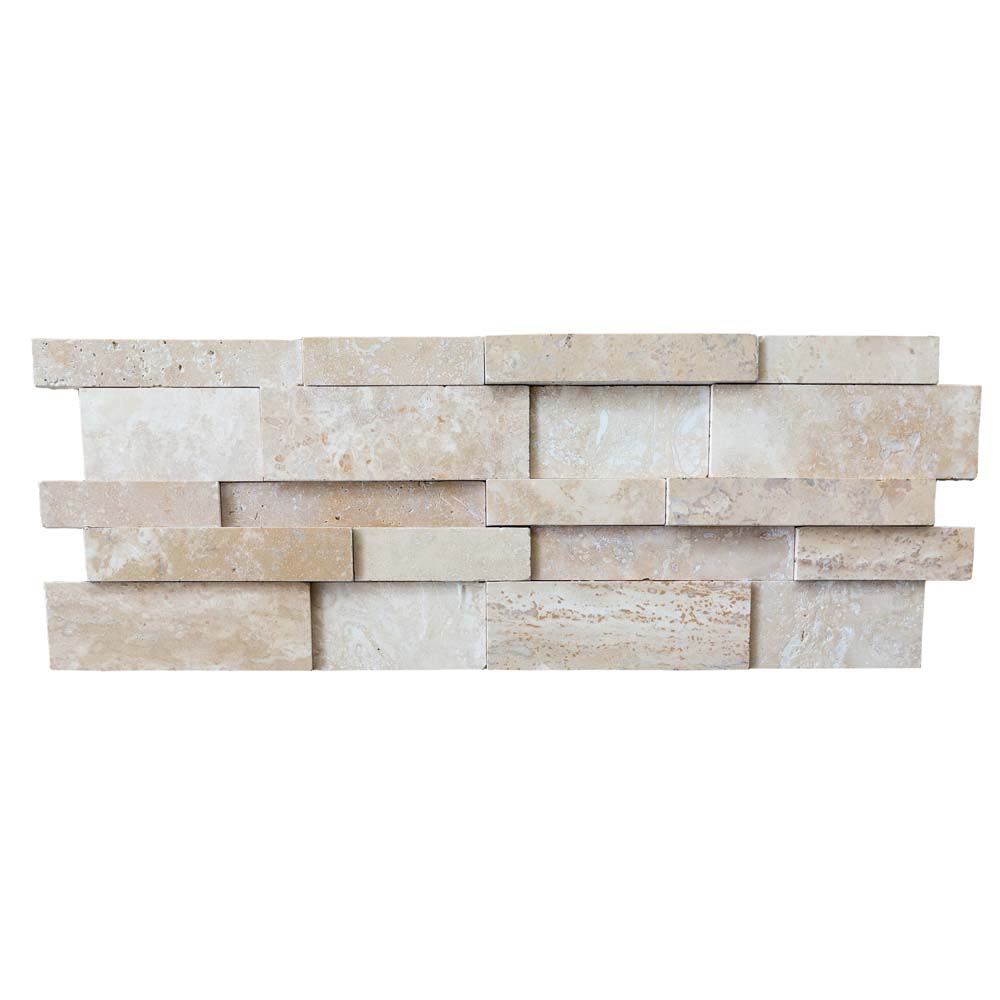 Beige Travertine Stacked Stone Ledger Panel