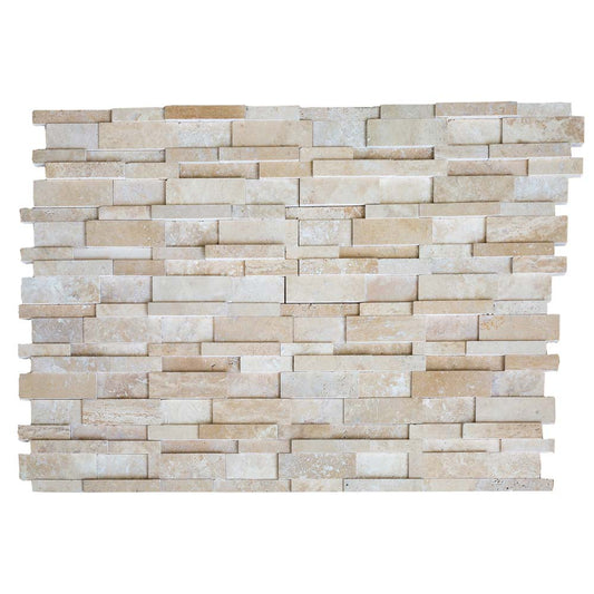 Beige Travertine Stacked Stone Ledger Panel