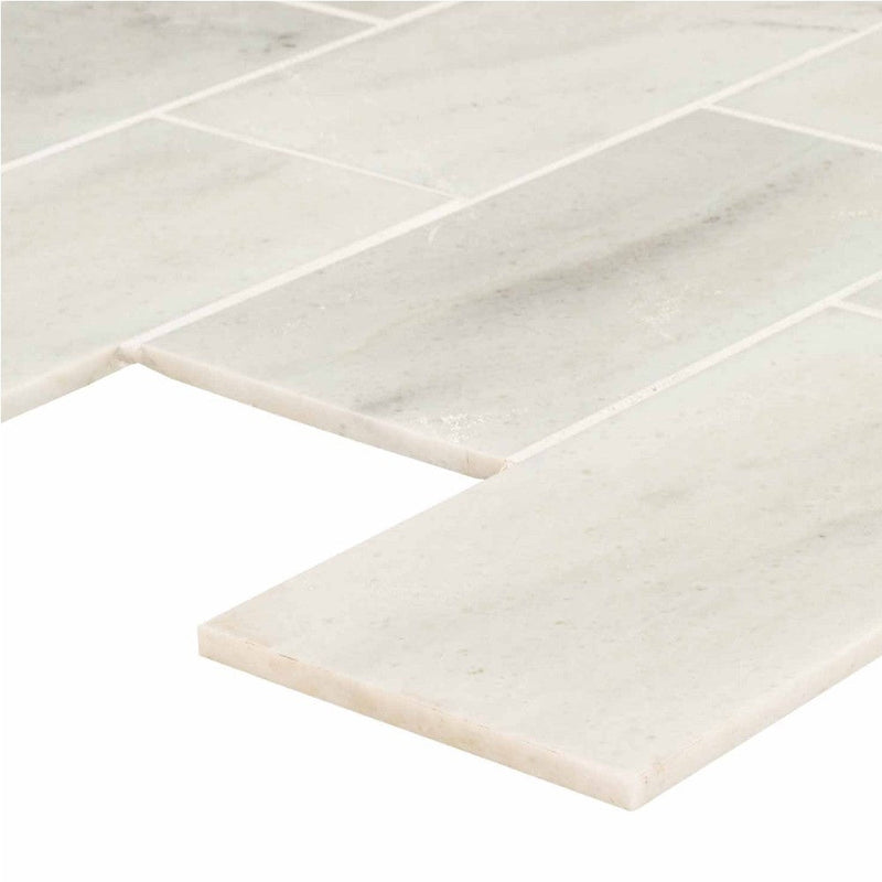 bianco carrara white marble tiles 18x36 polished SKU-20012385 product shot thickness view