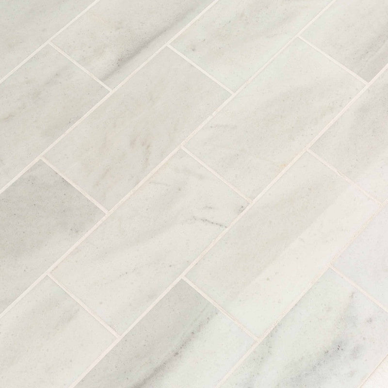 bianco carrara white marble tiles 24x48 honed SKU-20012388 product shot close up view