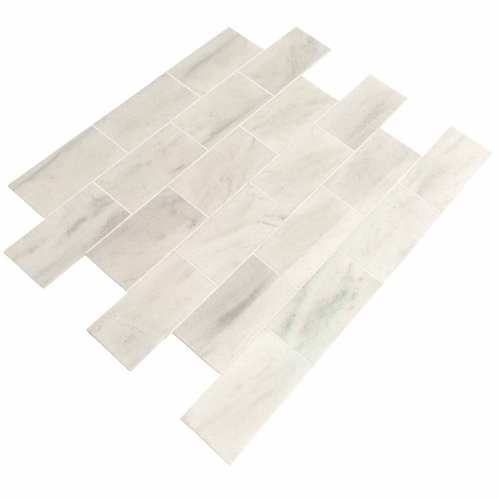 bianco carrara white marble tiles 24x48 honed SKU-20012388 product shot angle top view