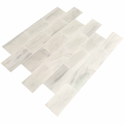 bianco carrara white marble tiles 24x48 honed SKU-20012388 product shot angle top view