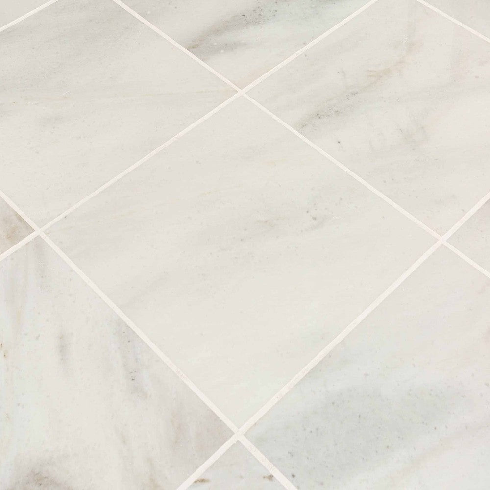 bianco carrara white marble tiles 36x36 honed SKU-20012390 product shot close up view