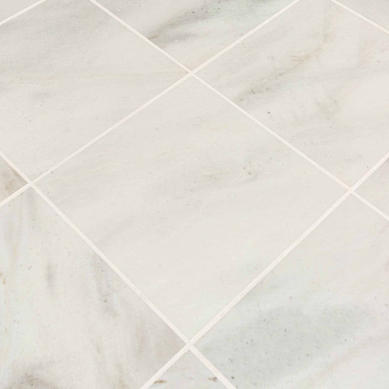 bianco carrara white marble tiles 36x36 honed SKU-20012390 product shot close up view