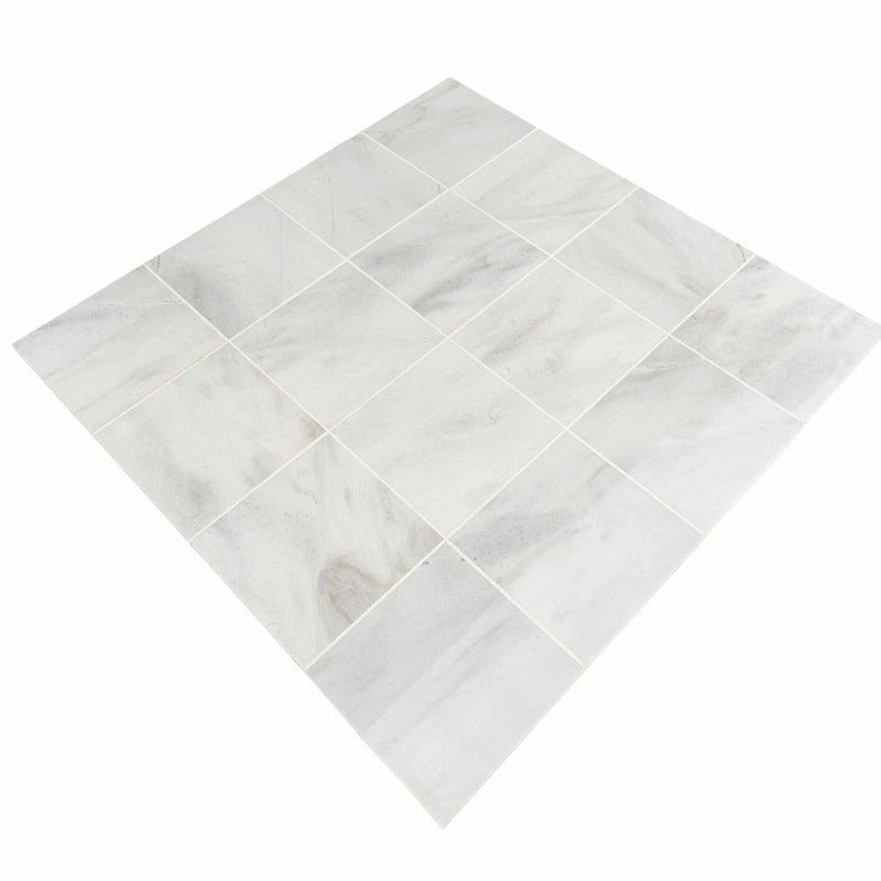bianco carrara white marble tiles 36x36 honed SKU-20012390 product shot angle top  view