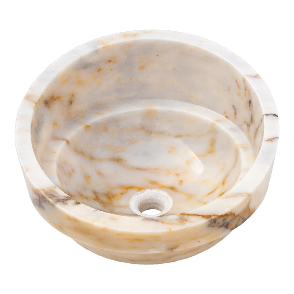 bianco giallo marble Vessel Sink polished size D16 H9 SKU EGEBGVSP165 angle view