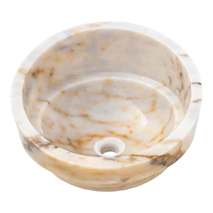 bianco giallo marble Vessel Sink polished size D16 H9 SKU EGEBGVSP165 angle view