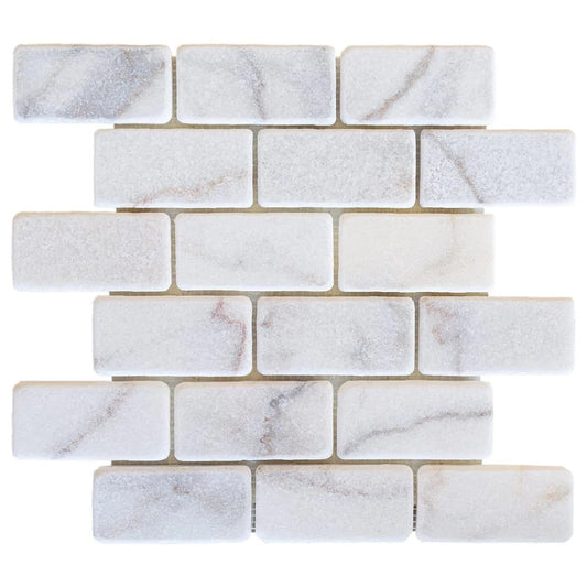 Bianco Ibiza White Marble Tumbled Mosaic Tile