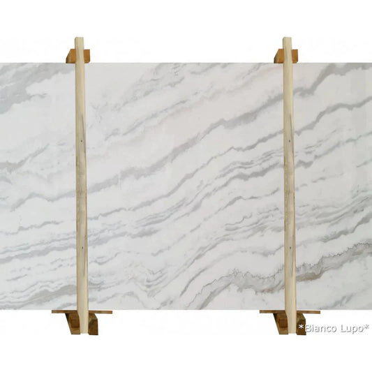 Bianco Lupo White Bookmatching Marble Slab