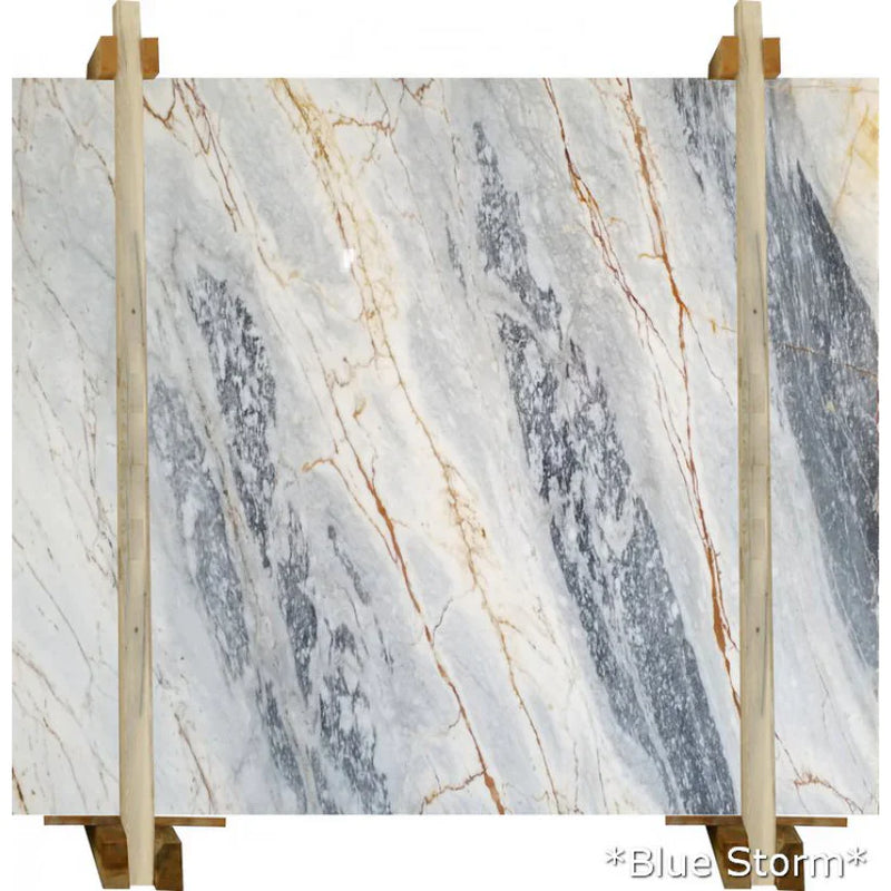 Blue Storm Bookmatching Marble Slab