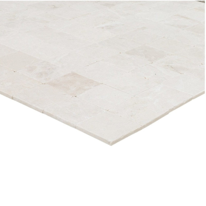 botticino cream super light marble tiles tumbled 2x2 SKU-20012412 product shot close up thickness view