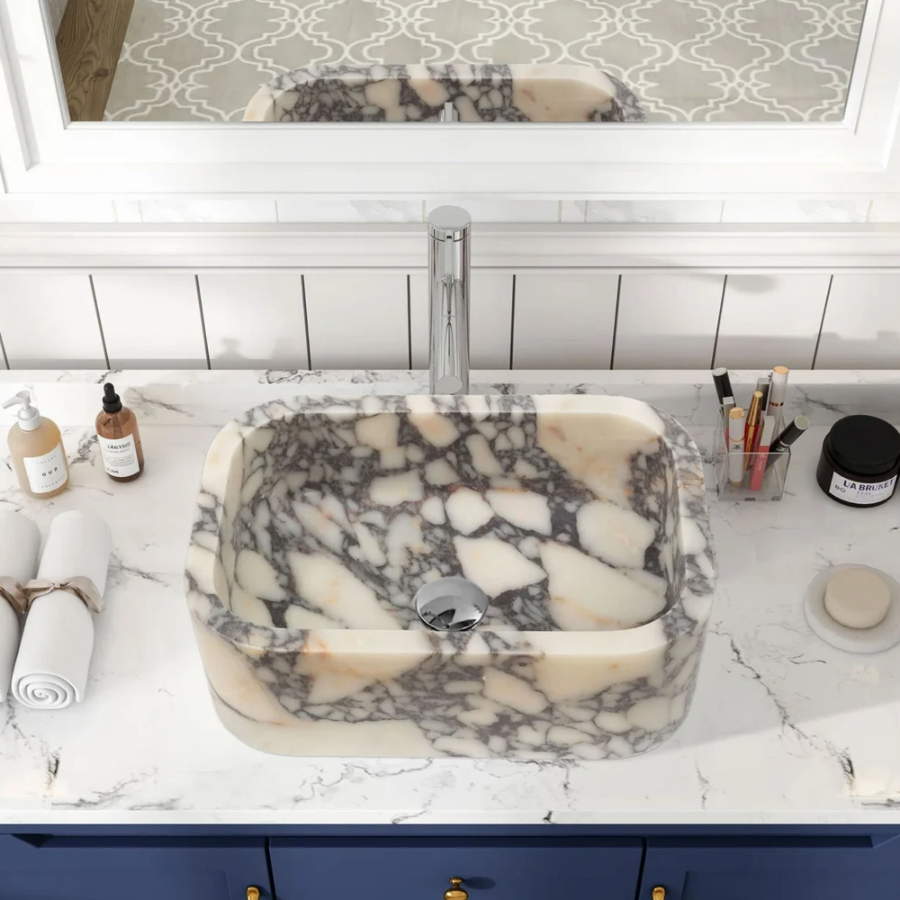 Calacatta Viola Marble Natural Stone Rectangular Sink (W)18" (L)12" (H)6"