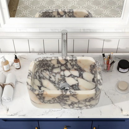 Calacatta Viola Marble Natural Stone Rectangular Sink (W)18" (L)12" (H)6"