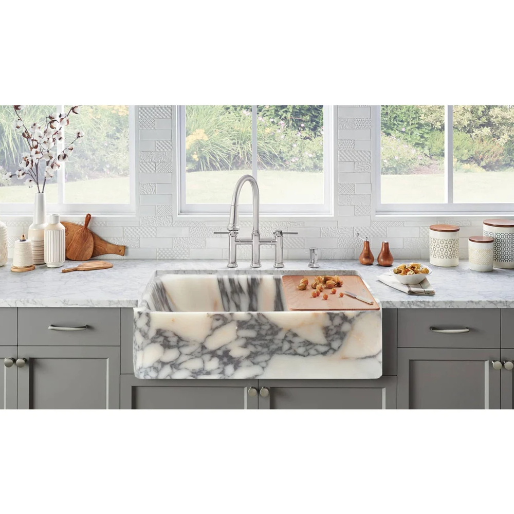Calacatta Viola Marble Natural Stone Rectangular Sink (W)18" (L)12" (H)6"