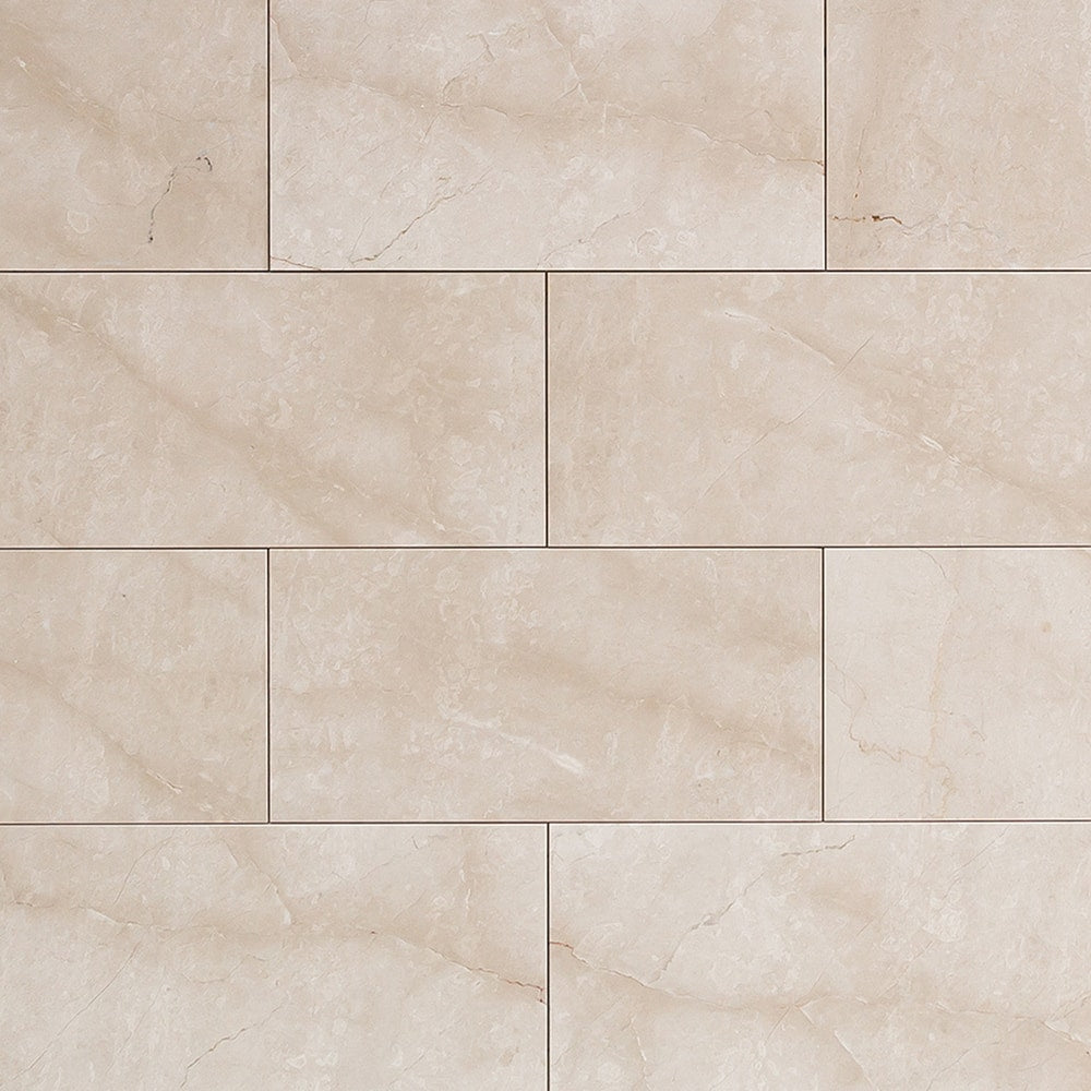calista cream premium polished marble tile 12x24 SKU-15001846 product shot top view