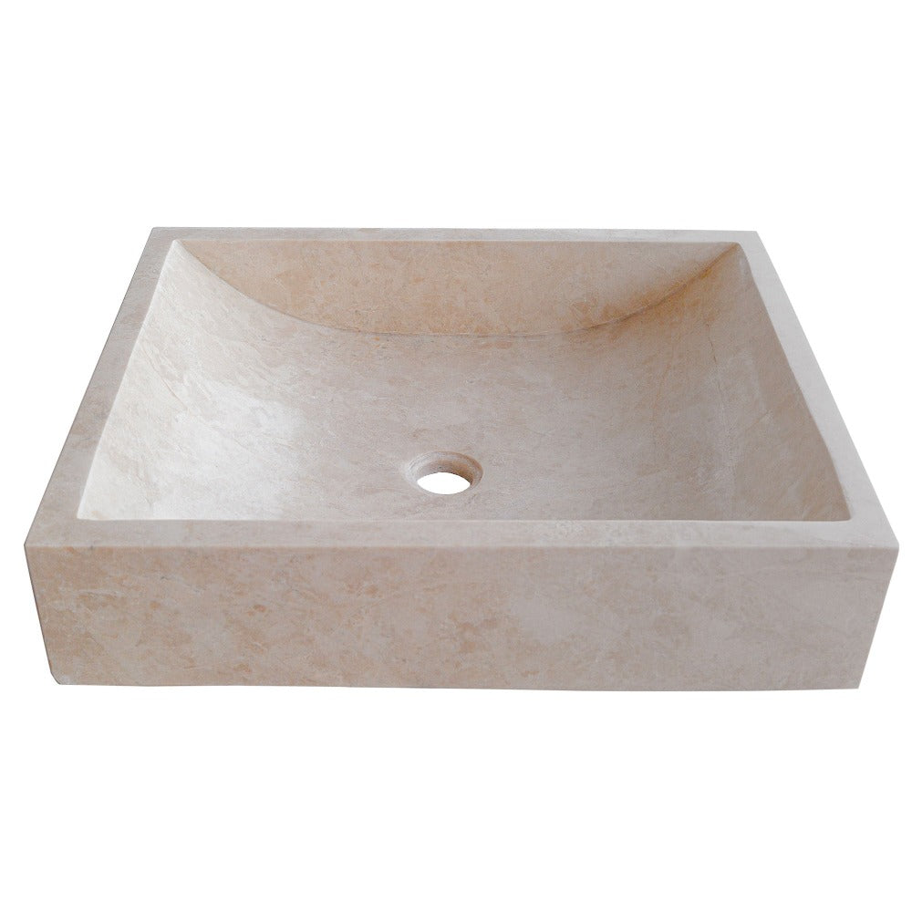 cappuccino beige marble farmhouse rectangular sink SKU CM-B-036-B side view product shot