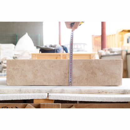 cappuccino beige marble farmhouse rectangular sink SKU CM-B-036-B height measure product shot