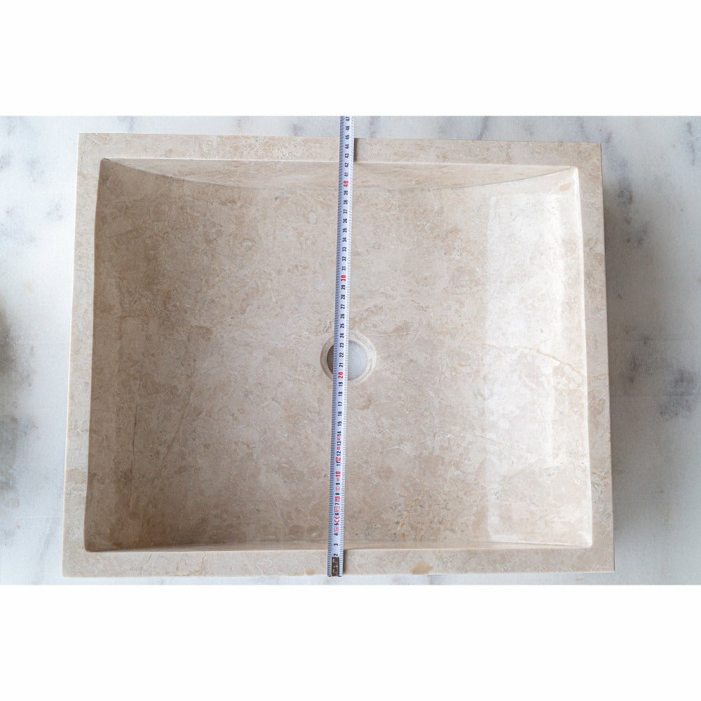 cappuccino beige marble farmhouse rectangular sink SKU CM-B-036-B width measure view