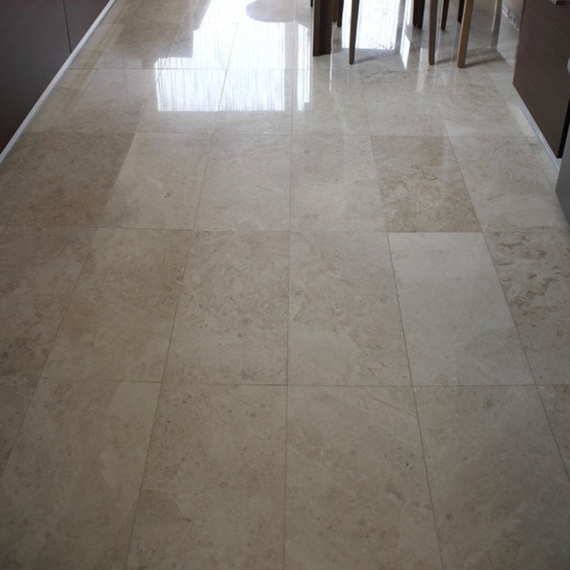 cappuccino light premium polished marble tiles size 12"x24" SKU-10085680 installed on kitchen flooring
