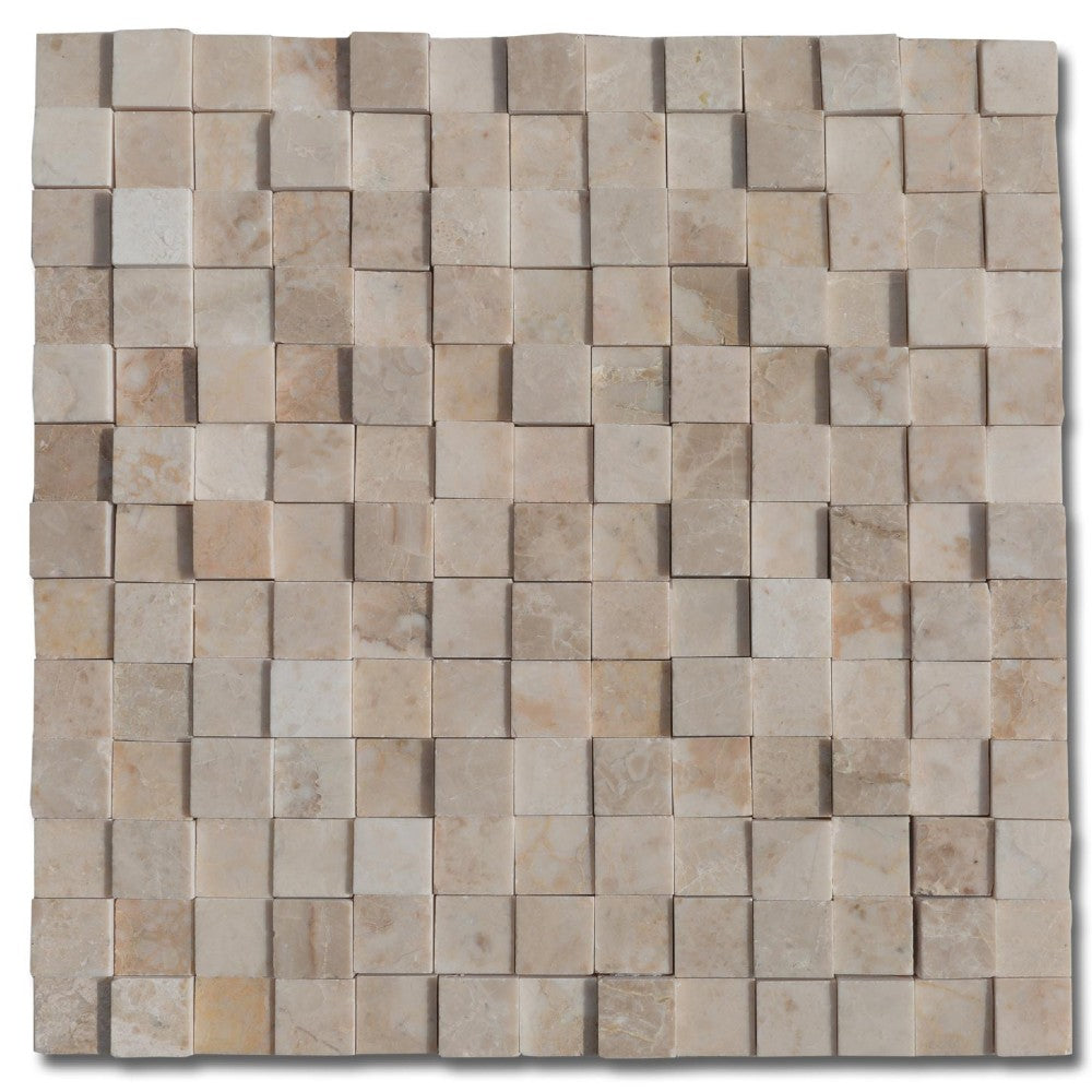 cappuccino marble 3d 1x1 polished mosaics SKU-20016372 top mesh view