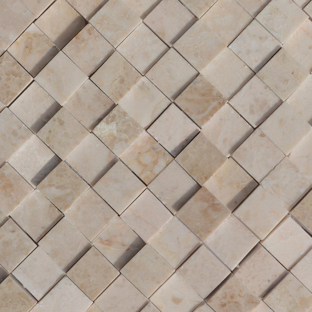 cappuccino marble 3d 1x1 polished mosaics SKU-20016372 angle close view