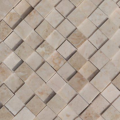 cappuccino marble 3d 1x1 polished mosaics SKU-20016372 angle close view