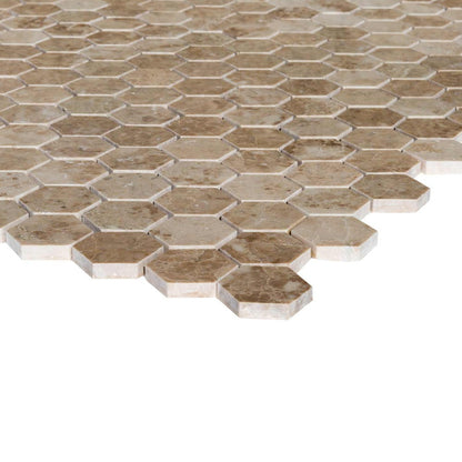 cappuccino marble mosaics polished 2" hexagon SKU-20020069 corner view