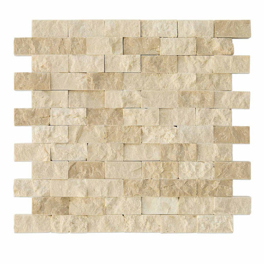 cappuccino splitface marble mosaics 1x2 SKU-20012359 multi top view