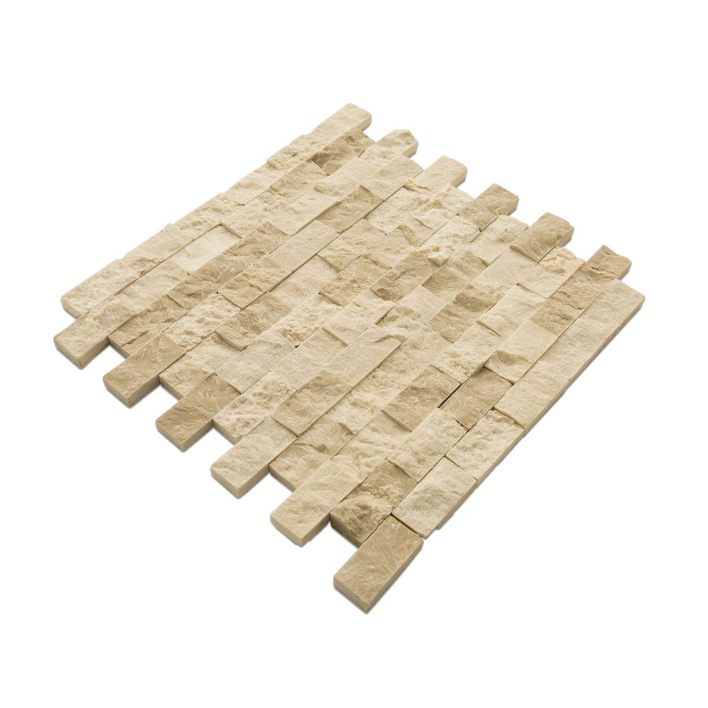 cappuccino splitface marble mosaics 1x2 SKU-20012359 angle view