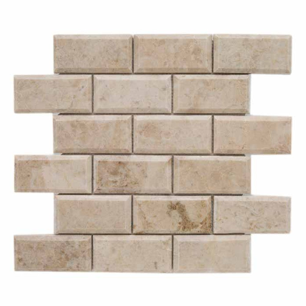 cappucino polished marble mosaics beveled 1x4x3/8 SKU-20012348 top mesh view