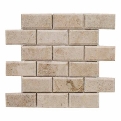 cappucino polished marble mosaics beveled 1x4x3/8 SKU-20012348 top mesh view