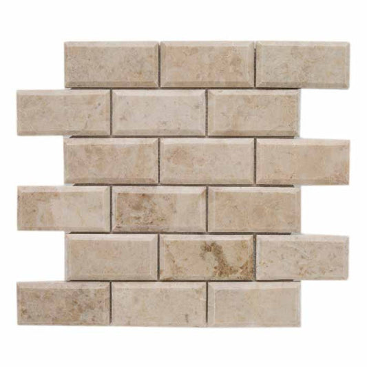 cappucino polished marble mosaics beveled 1x4x3/8 SKU-20012348 top mesh view