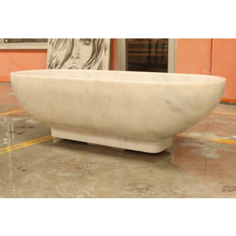 Carrara white marble bathtub polished W30 L70 H20 SKU-NTRSTC24C installed view of product shot of product from the side