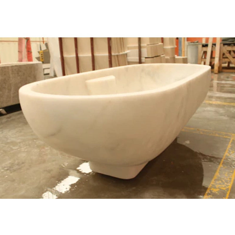 Carrara white marble bathtub polished W30 L70 H20 SKU-NTRSTC24C angle view