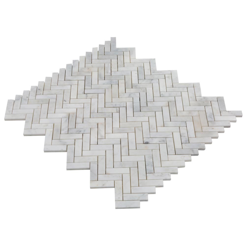 carrara-white-marble-mosaic-1x3-carrara-white-polished-SKU-20012339 angle view