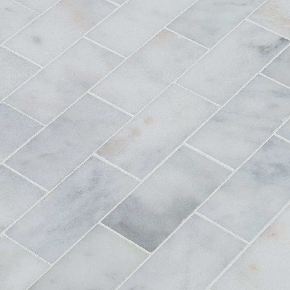 carrara white marble mosaic 3x6 carrara white polished SKU-20012336 close view of product with joint