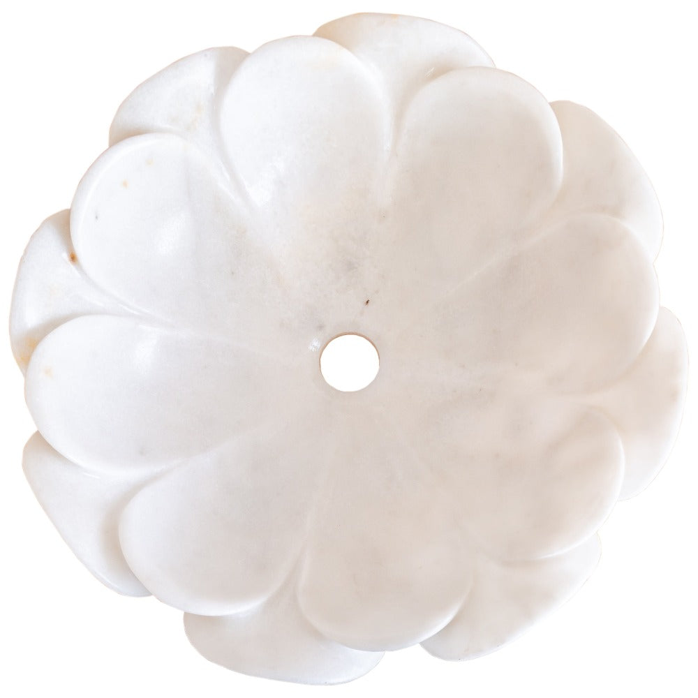 carrara white marble natural stone flower shape polished sink SKU NTRVS18 Size (D)17" (H)6" top view product shot