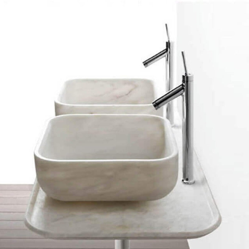 Carrara White Marble Square Above-counter Sink Polished (W)17" (L)17" (H)6"