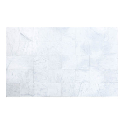 carrara white marble tile size 12"x12"x3/8" (30.5cmx30.5cm) surface polished edge beveled SKU-10086379  product shot top view