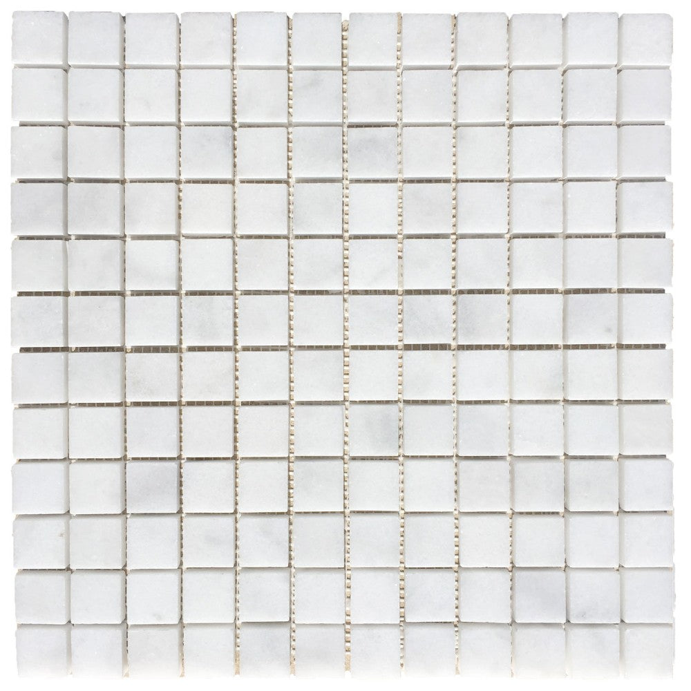 carrara white polished marble mosaics 1x1 SKU-20012465 multi top view