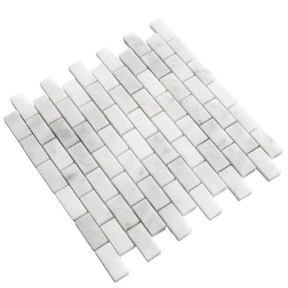 carrara white polished brick marble mosaics 1"x2" SKU-20042344 angle view