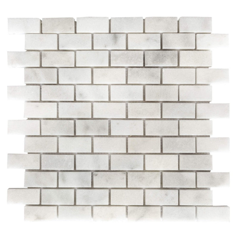 carrara white polished brick marble mosaics 1"x2" SKU-20042344 top view