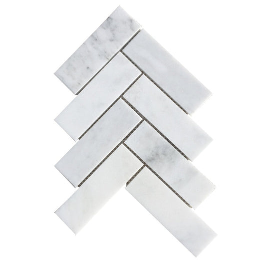 Carrara Marble Herringbone Mosaics